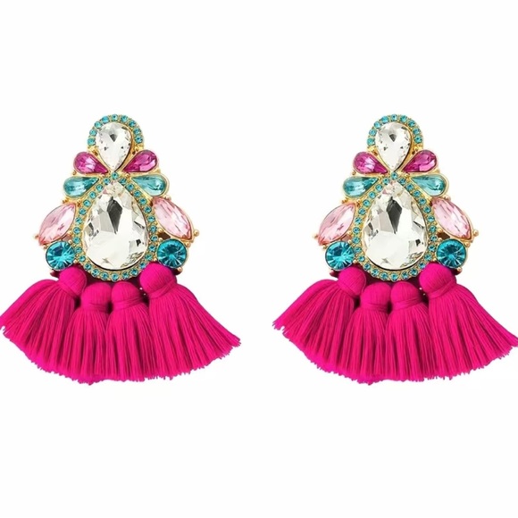 Boho Fan-Shaped Tassel Alloy Earrings - Picture 7 of 7
